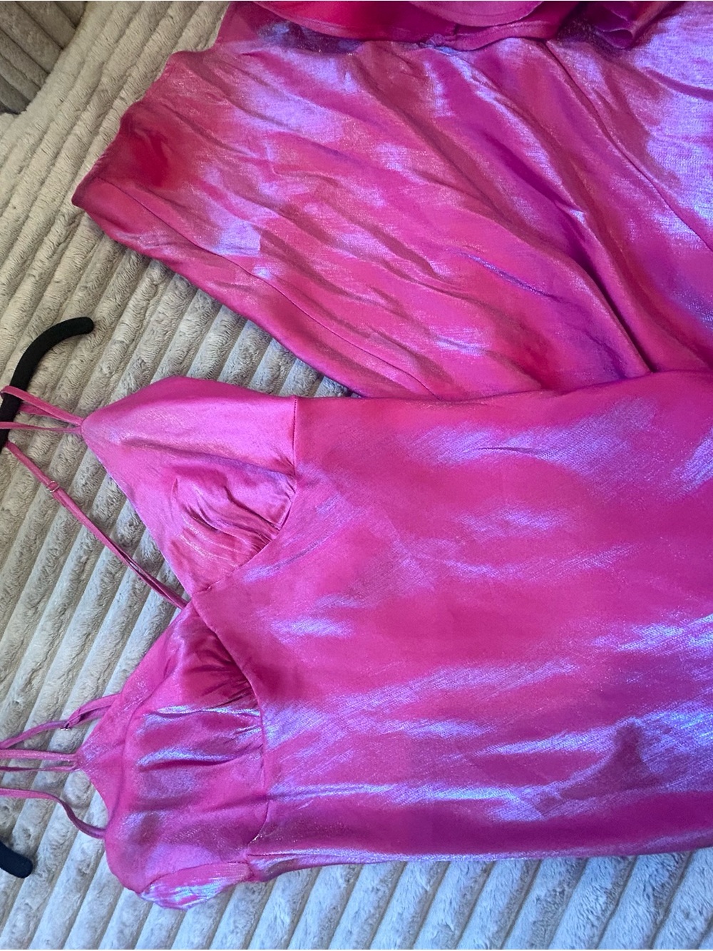 Shimmery Hot Pink Satin Slip Dress - Picture 4 of 4